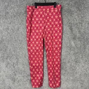 Chaus Ankle Pants Womens 4 31x27 Pink Geometric Starburst Stretch Preppy Boho